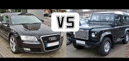Vojna v preťahovaní: Audi A8 vs. Land Rover Defender