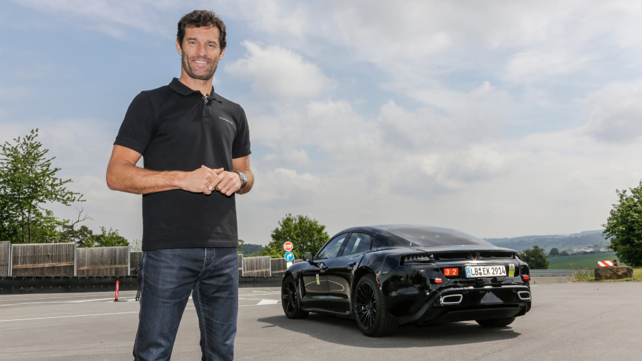 Mark Webber a Porsche Mission E (Taycan)